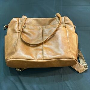 MomInside Leather Diaper Bag with Insulated Bottle Pockets, 14 Compartments.